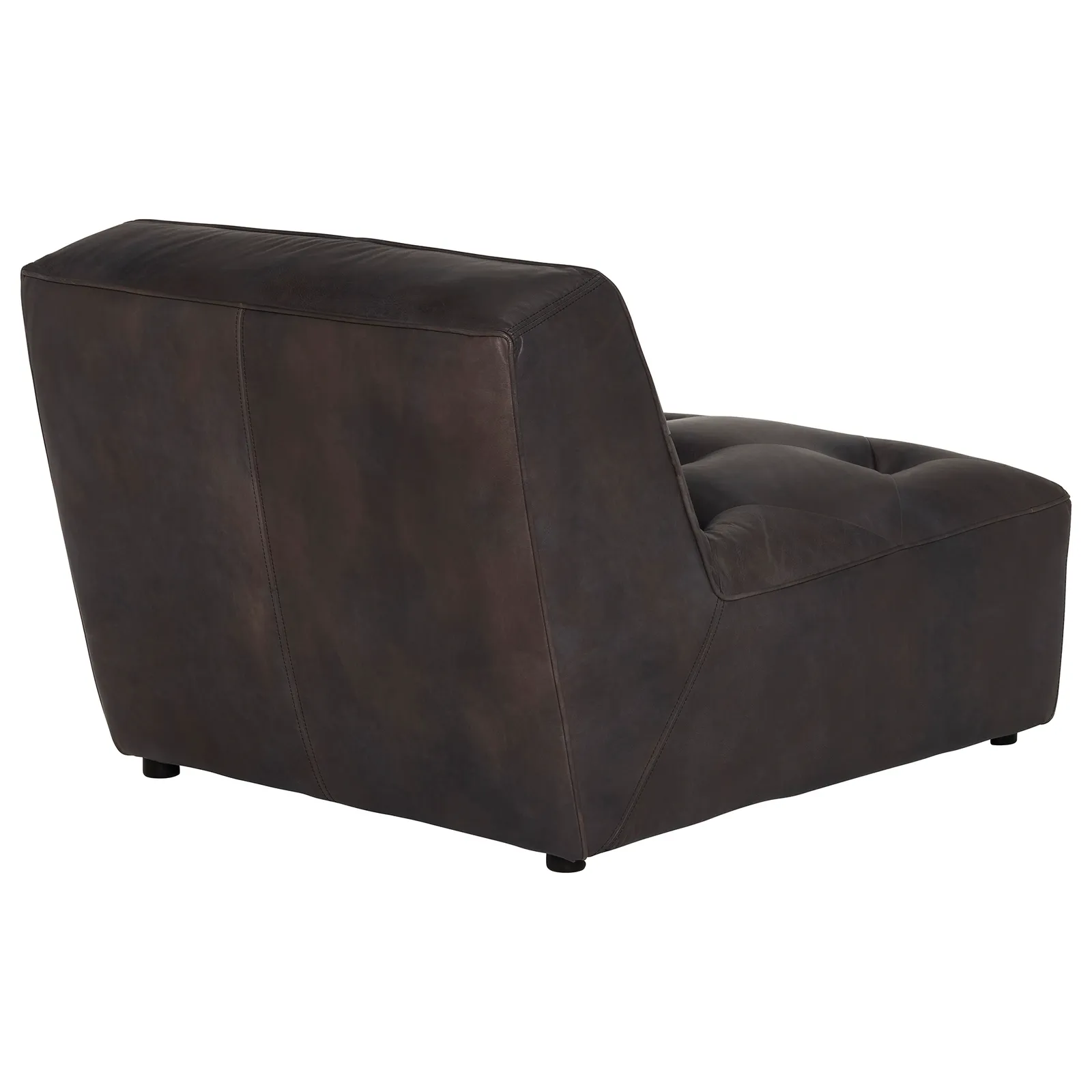 Timothy Oulton Shabby Tufted Sectional 1 Seater Modular Sofa, Black Leather | Barker & Stonehouse 5