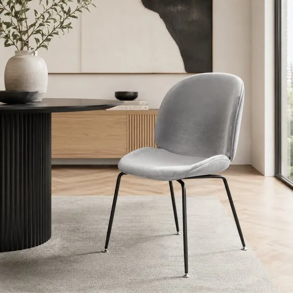 Fusion Living Luxurious Velvet Dining Chair with Black Metal Legs 1