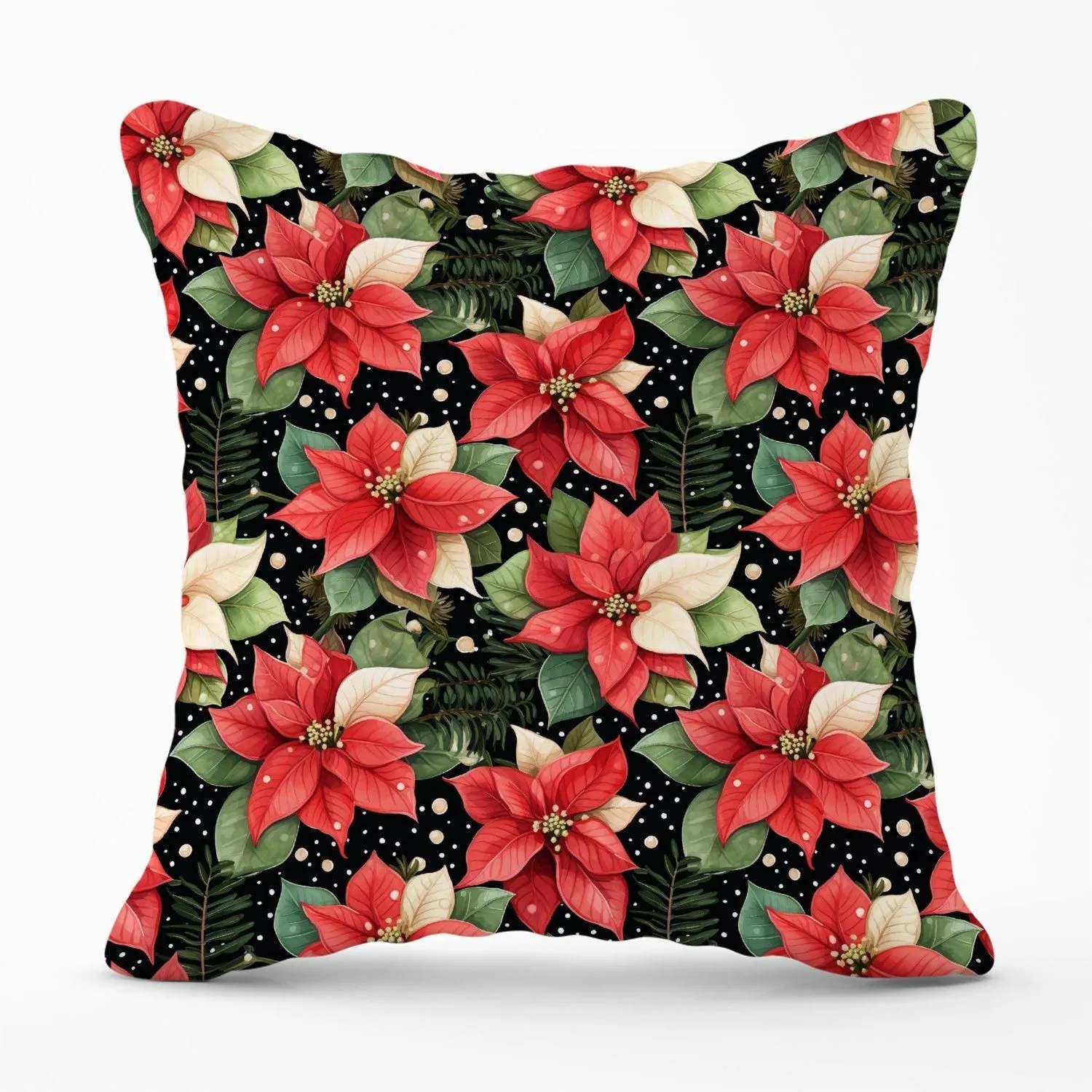 Warren Reed - Designer Poinsettia, Watercolor Style Outdoor Cushion in Red