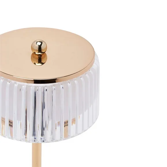 Hestia Gold Base Crystal Trim Rechargeable Colour Changing LED Touch Table Lamp 6