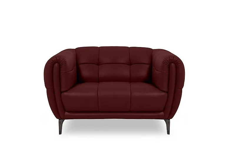 Sienna NC Leather Cuddler Chair - Montana Ruby