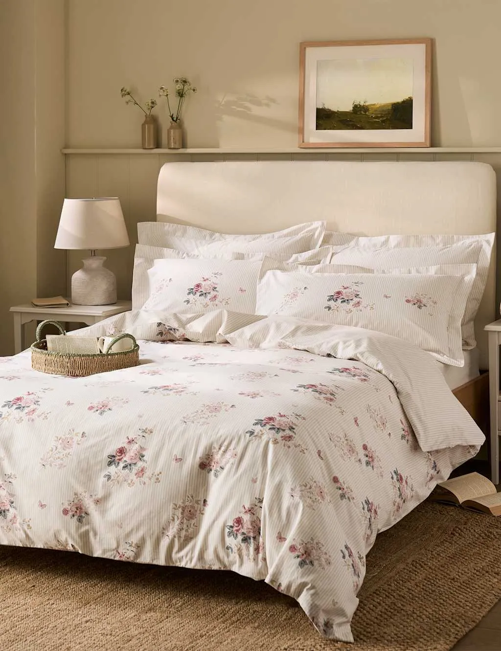 Sophie Allport 200 Thread Count Vintage Rose Bedding Set Beige Mix