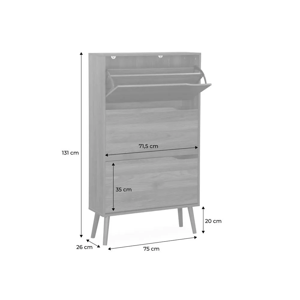 sweeek 3-door shoe cabinet with walnut wood effect in Dark Brown 3