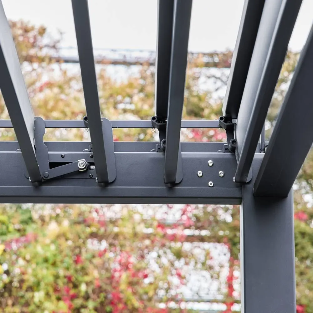 sweeek Louvered pergola aluminium 4 x 3m & a 4m blind in Dark Grey 6