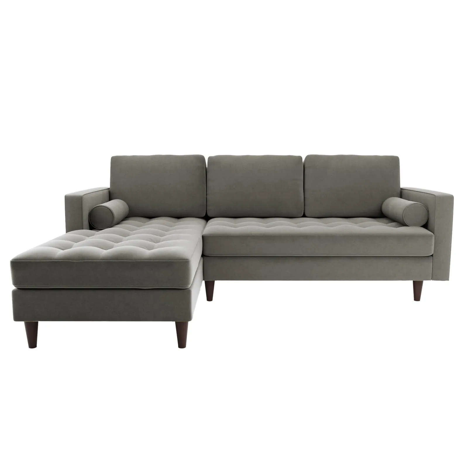 Zoe Velvet Left Hand Corner Sofa Grey