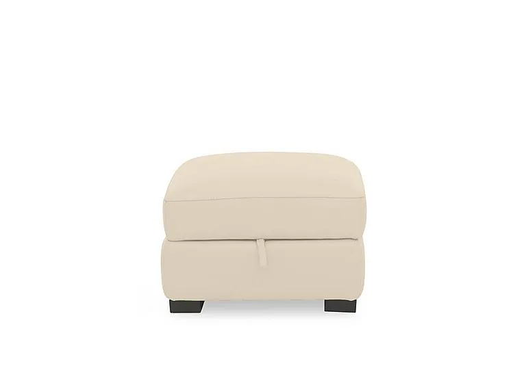 Nova Leather Storage Footstool - BV Bisque