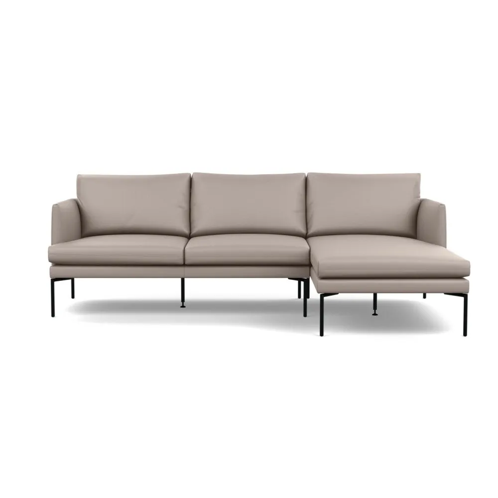 Heal's Matera Right Hand Facing Chaise Sofa Leather Grain Light Grey 060 Black Feet 1