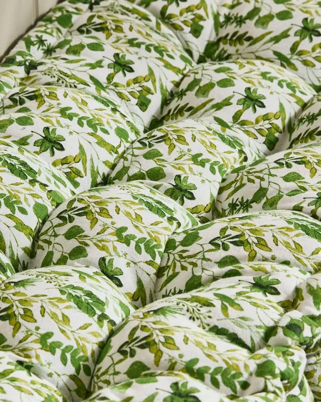 Dibor Vintage Green Leaf Print Cotton Indoor Hallway Furniture Bench Seat Pad Cushion L112cm x W44cm 3