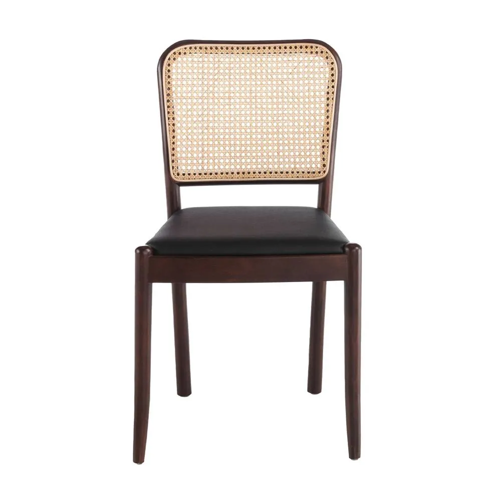 Angel Cerda Rattan & Black Leatherette Dining Chair in Jet Black 2