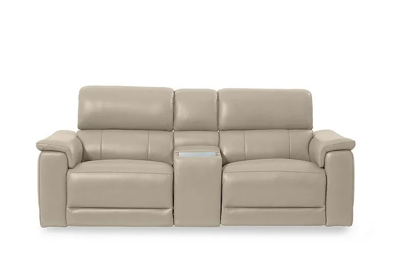 Genius Leather 2 Seater Power Recliner Media Sofa with Power Headrest, Power Lumbar and Heated Seats