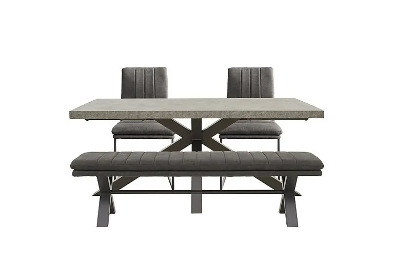 Moon Star Base Dining Table, Fabric Bench and 2 Fabric Cantilever Chairs