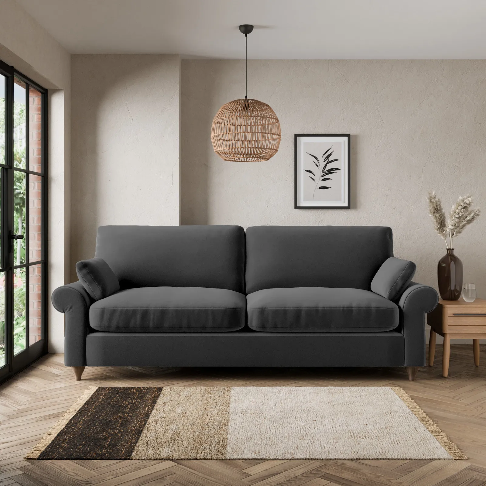 Salisbury Luxury Velvet 4 Seater Sofa Luxury Velvet Black