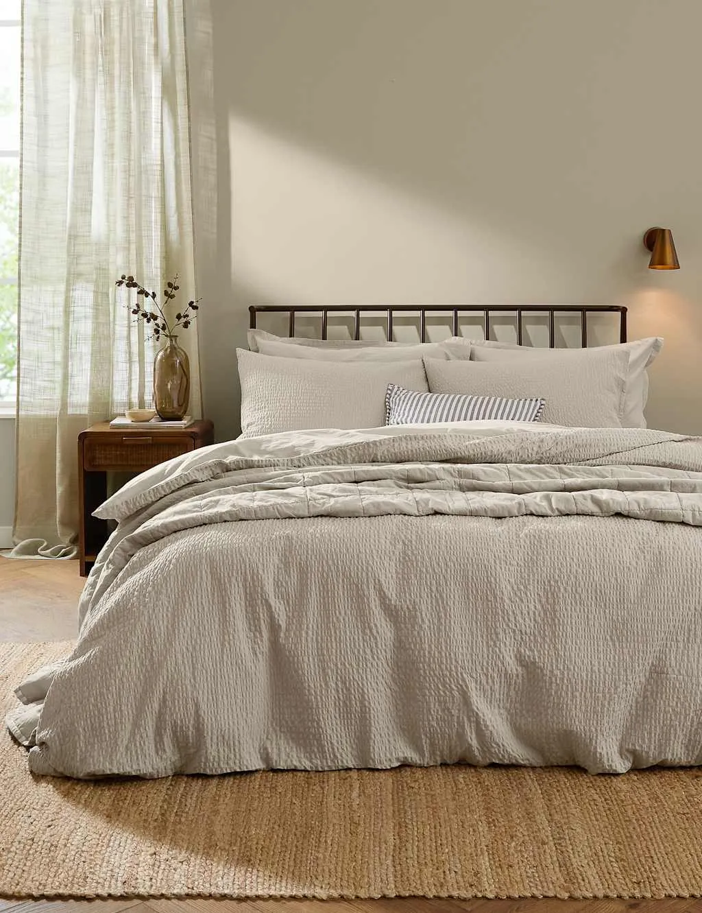 YARD Hebden Pure Cotton Seersucker Bedding Set Stone
