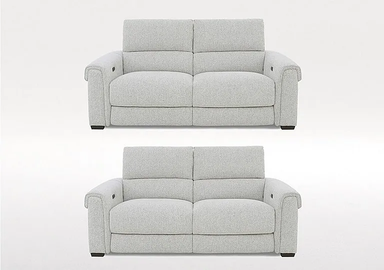Nixon Set of Two 3 Seater Fabric Power Recliner Sofas - Oyster