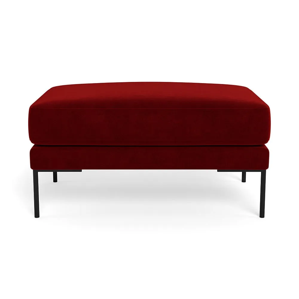 Heal's Torrington Ottoman Smart Luxe Velvet Mulberry Black Feet
