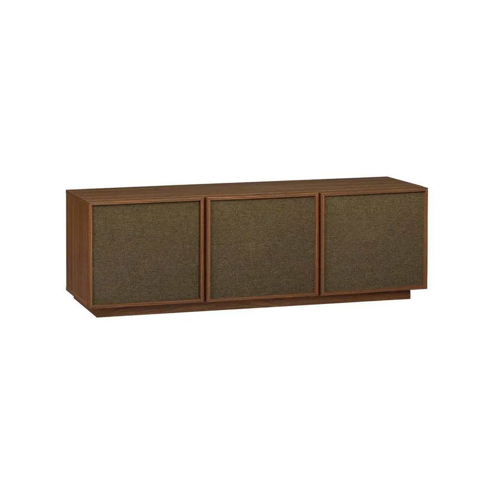 sweeek TV stand 3 doors wood decor & fabric 140cm in Dark Brown 2