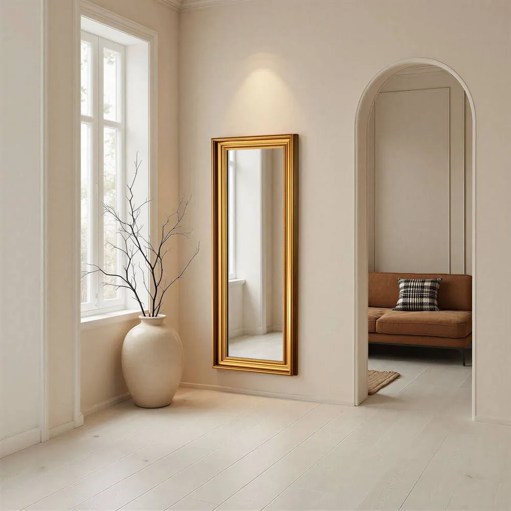 Yearn Mirrors Beaded Classic Tall Gold Framed Bevelled Wall Mirror 3
