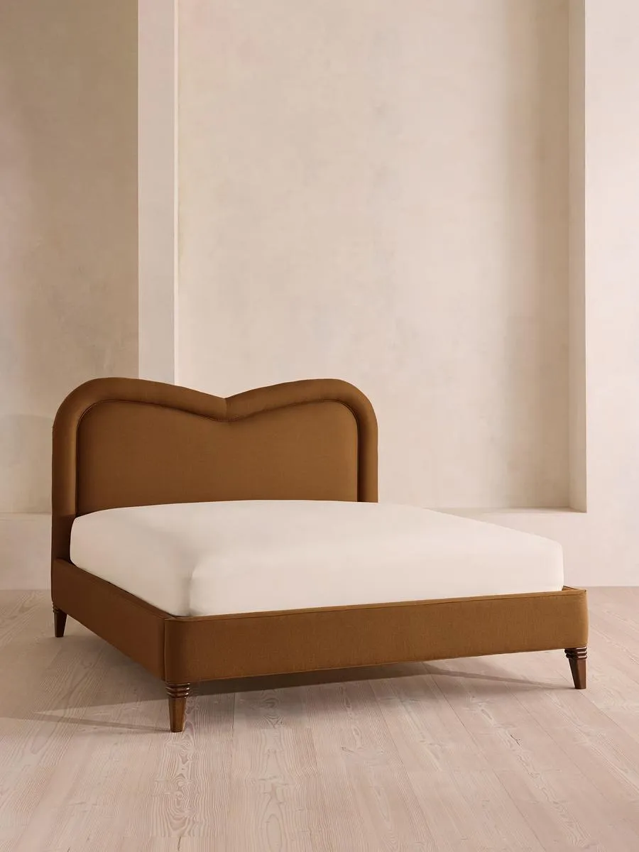 Keira Bed, King, Linen, Terracotta