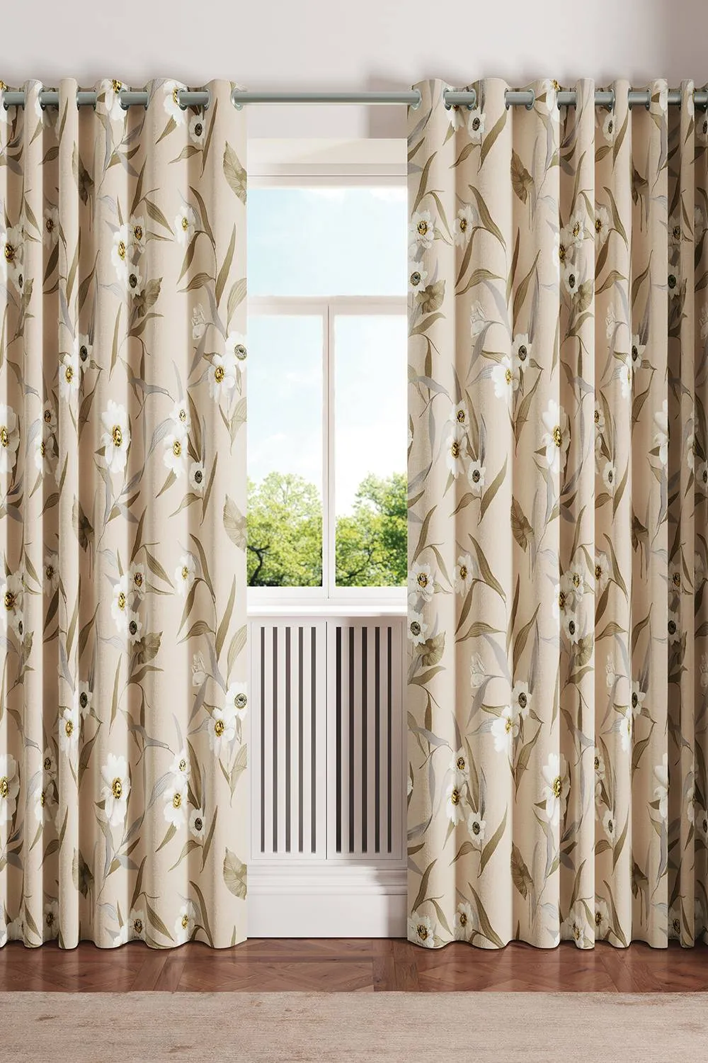 Ted Baker 'Cabana' Cotton Lined Curtains in Light Beige