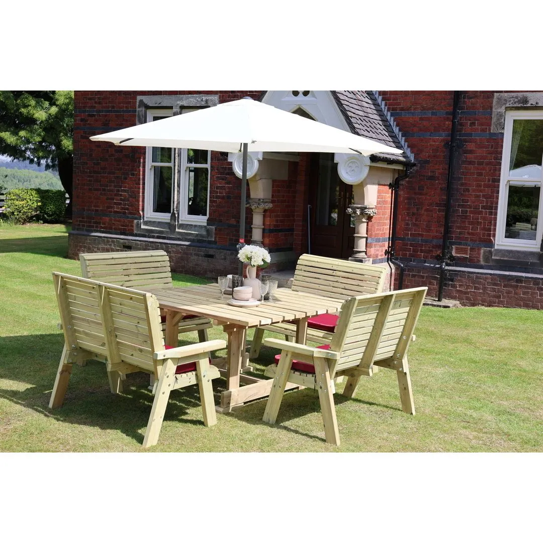 Churnet Valley Garden Furniture Ltd Ergo 8 Seat Square Table - Min Assembly Required - Set of Cushions Inc in Brown 5