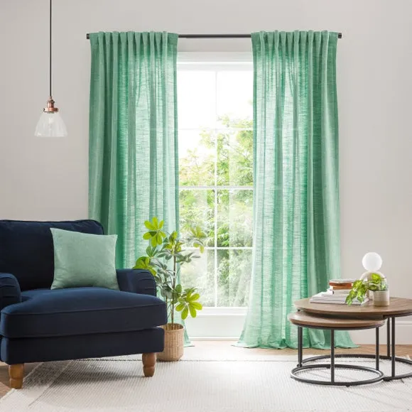 Zia Linen Look Multi Header Unlined Curtains 2