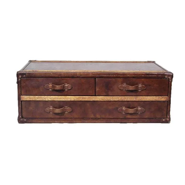 Timothy Oulton Stonyhurst Coffee Table Large, Brown Leather | Barker & Stonehouse 2