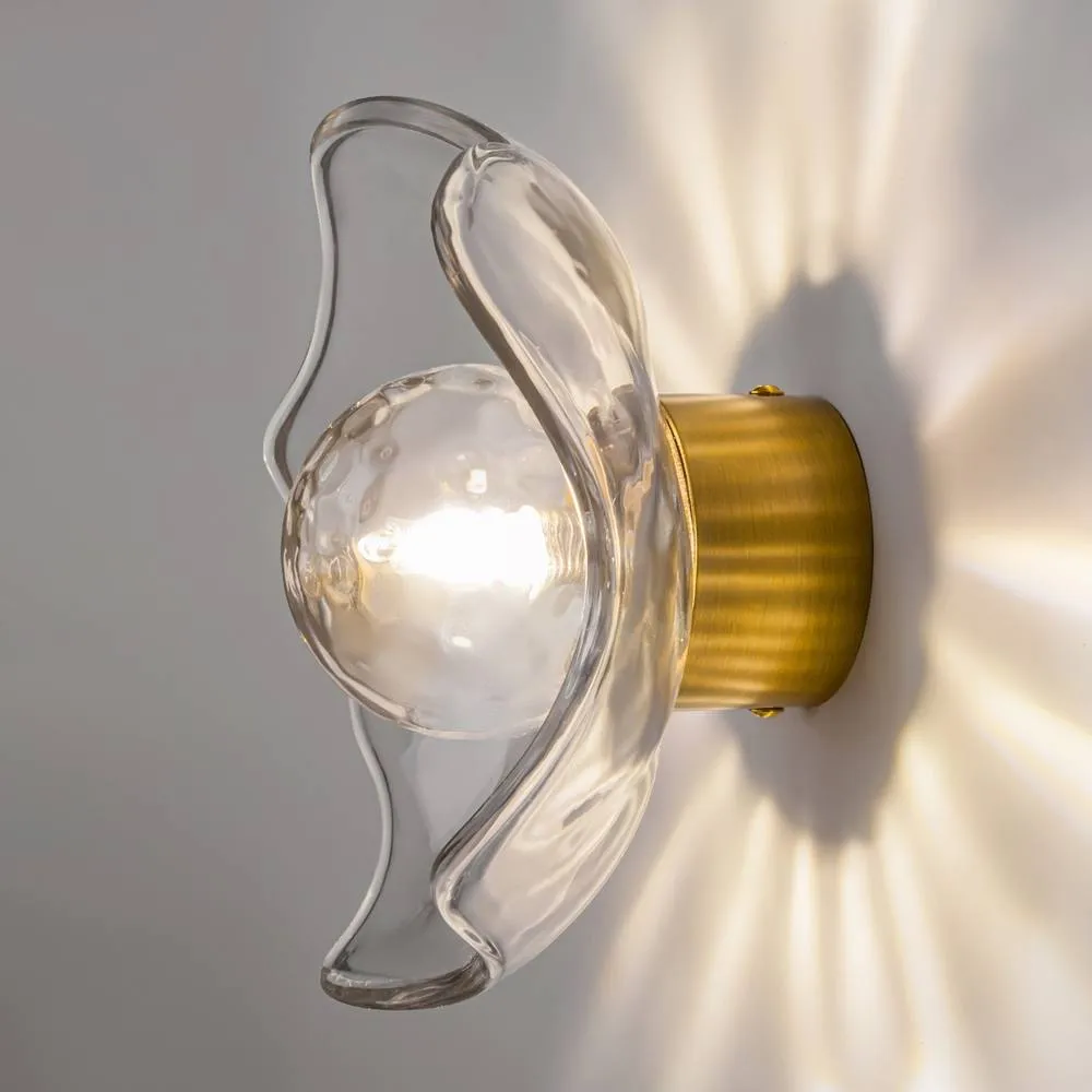 Netlighting Miracle Modern Wall Lamp Brass 1xG9 Glass Shade in Gold 5