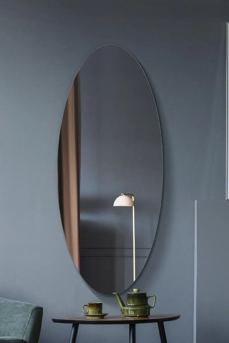 MirrorOutlet Frameless Oval Wall Mirror 47" X 20" (120x50CM) in Silver
