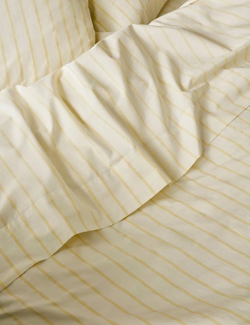 Piglet In Bed Washed Cotton Slumber Stripe Flat Sheet Yellow Mix