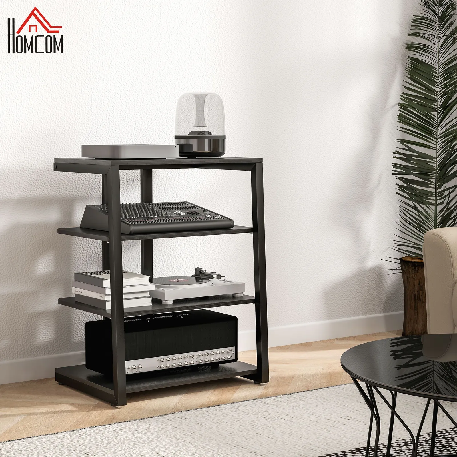 HOMCOM Corner TV Unit for 28" TVs with Shelves, Extension Lead Holder in Black 1