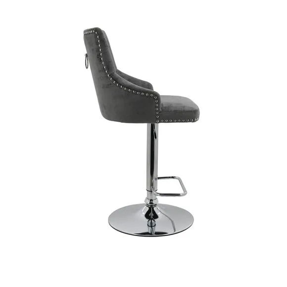 Selena Adjustable Height Swivel Bar Stool, Velvet 3