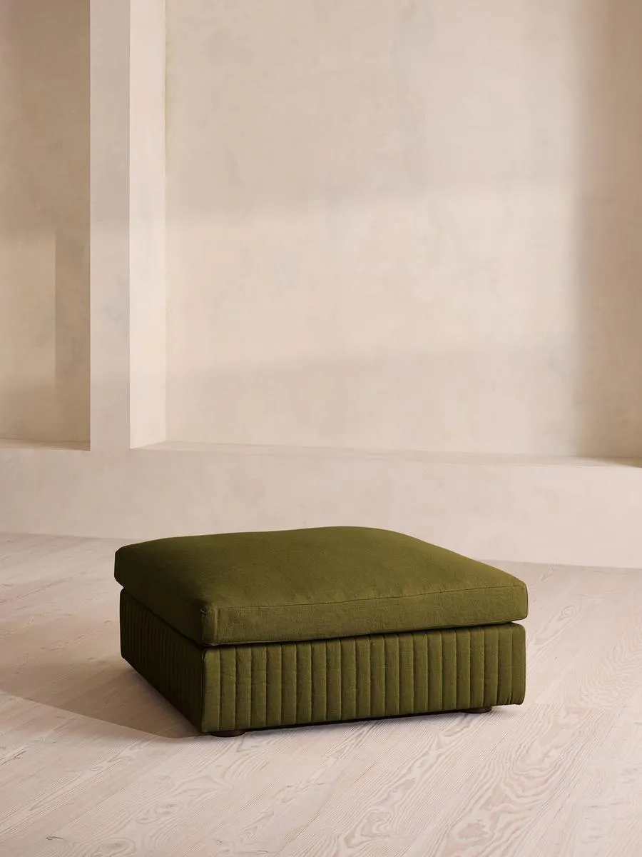 Oona Ottoman, Linen, Olive