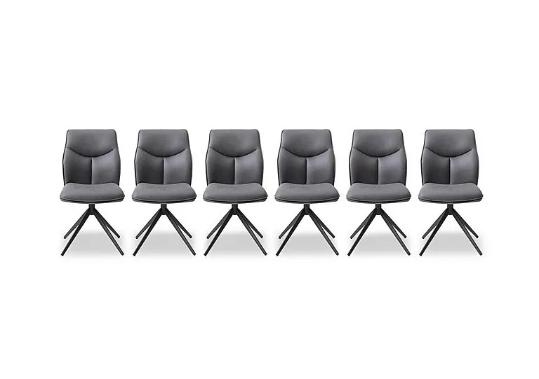 Bastille Set of 6 Faux Leather Swivel Dining Chairs