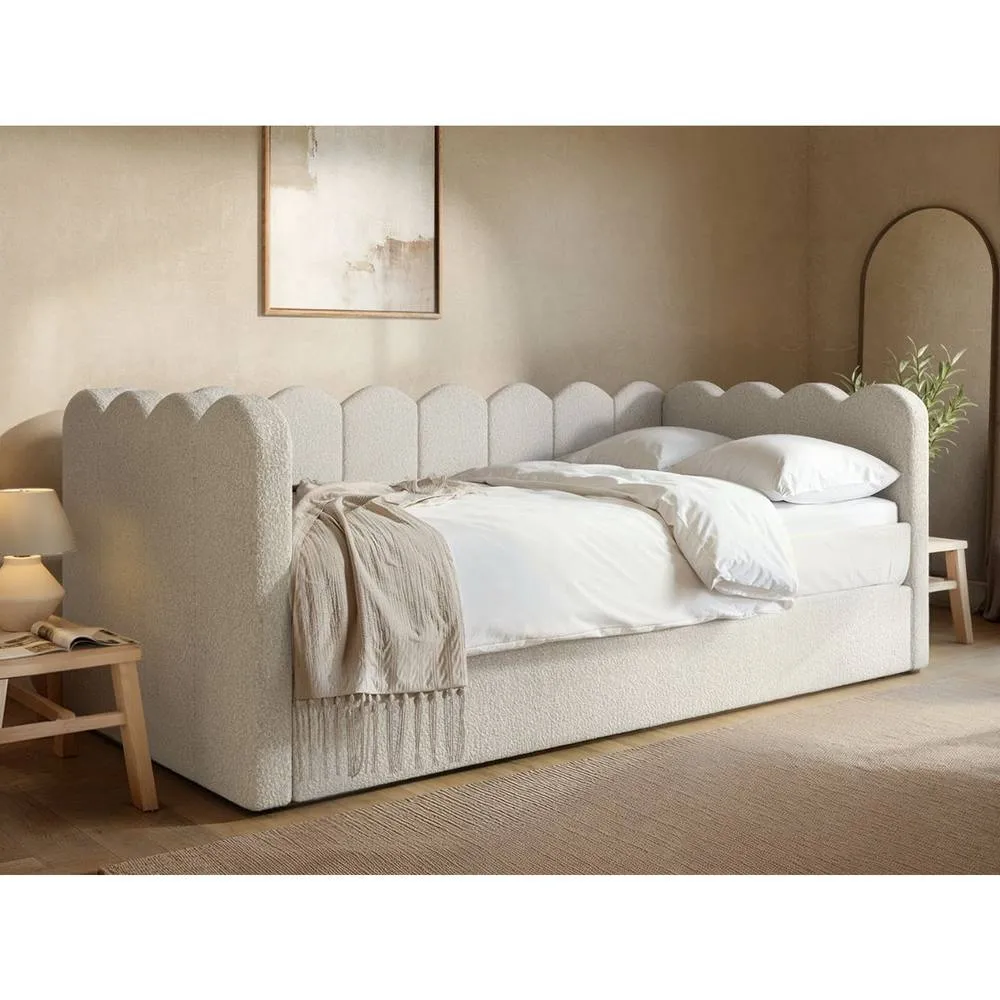 Flair Esme Cloud Fabric Day Bed with Trundle in Beige
