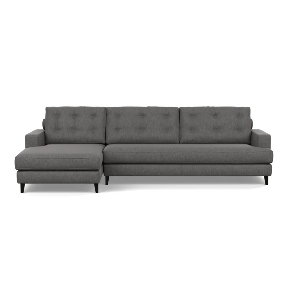 Heal's Mistral Left Hand Facing Corner Sofa Smart Linen Mix Grey Black Feet