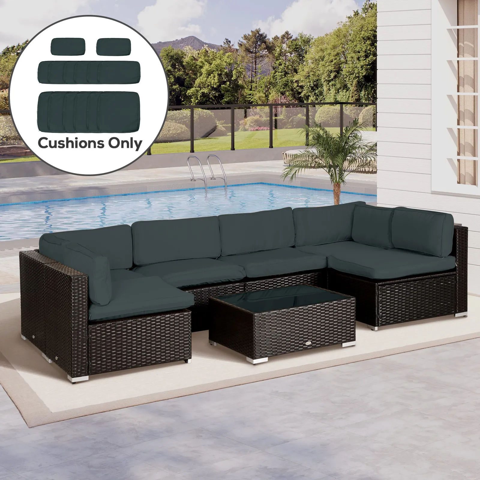 OUTSUNNY Garden Rattan Sofa Set Polyester Cover Replacement No Cushion in Grey 1