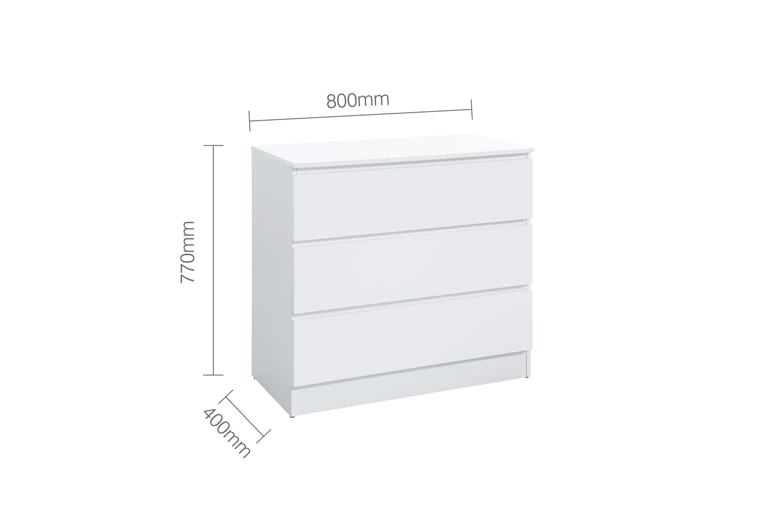 Birlea Oslo 3 Drawer Chest in White 6