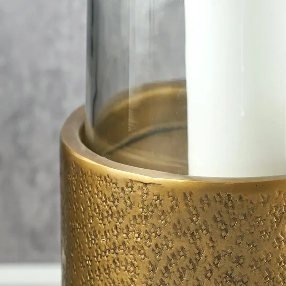 Metal & Glass Pedestal Hurricane Candle Holder 2