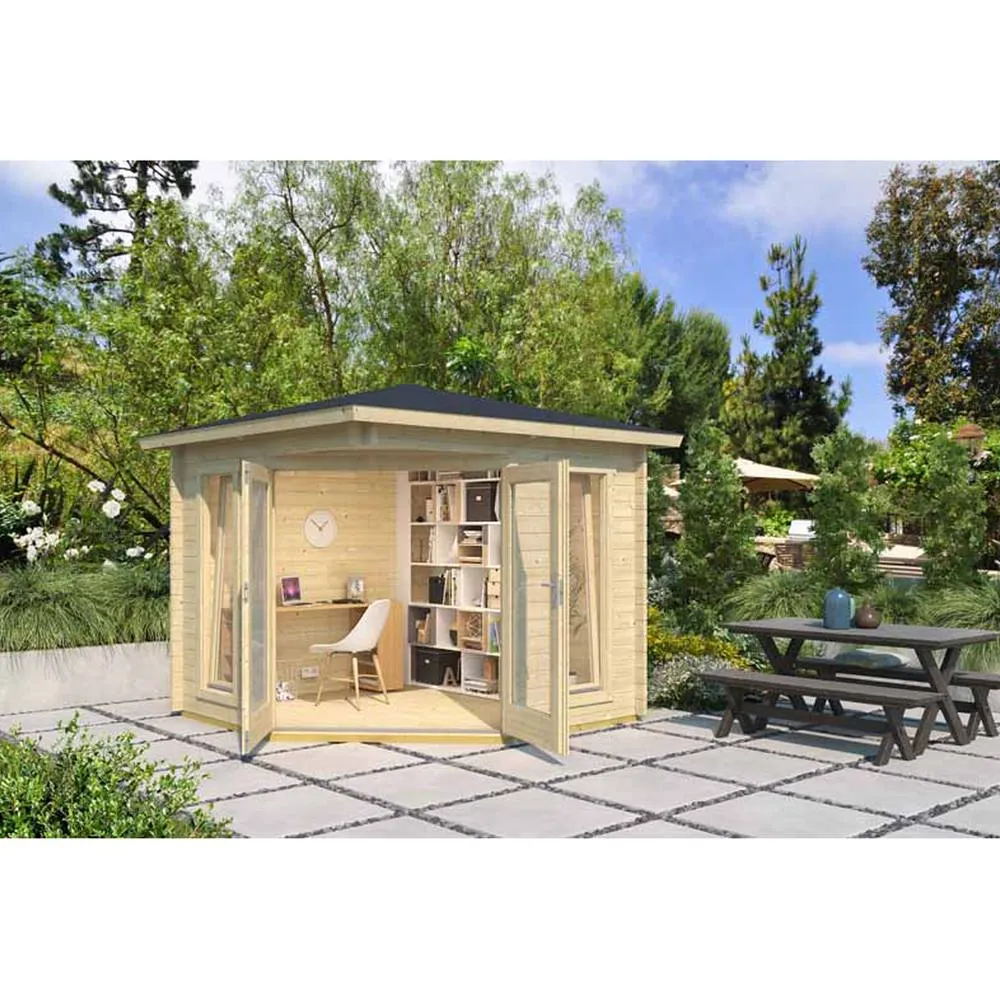 Lasita Maja Ltd Oban-Log Cabin, Garden Room, Home Office - L282.3xW282.3xH240.5 cm in Light Brown