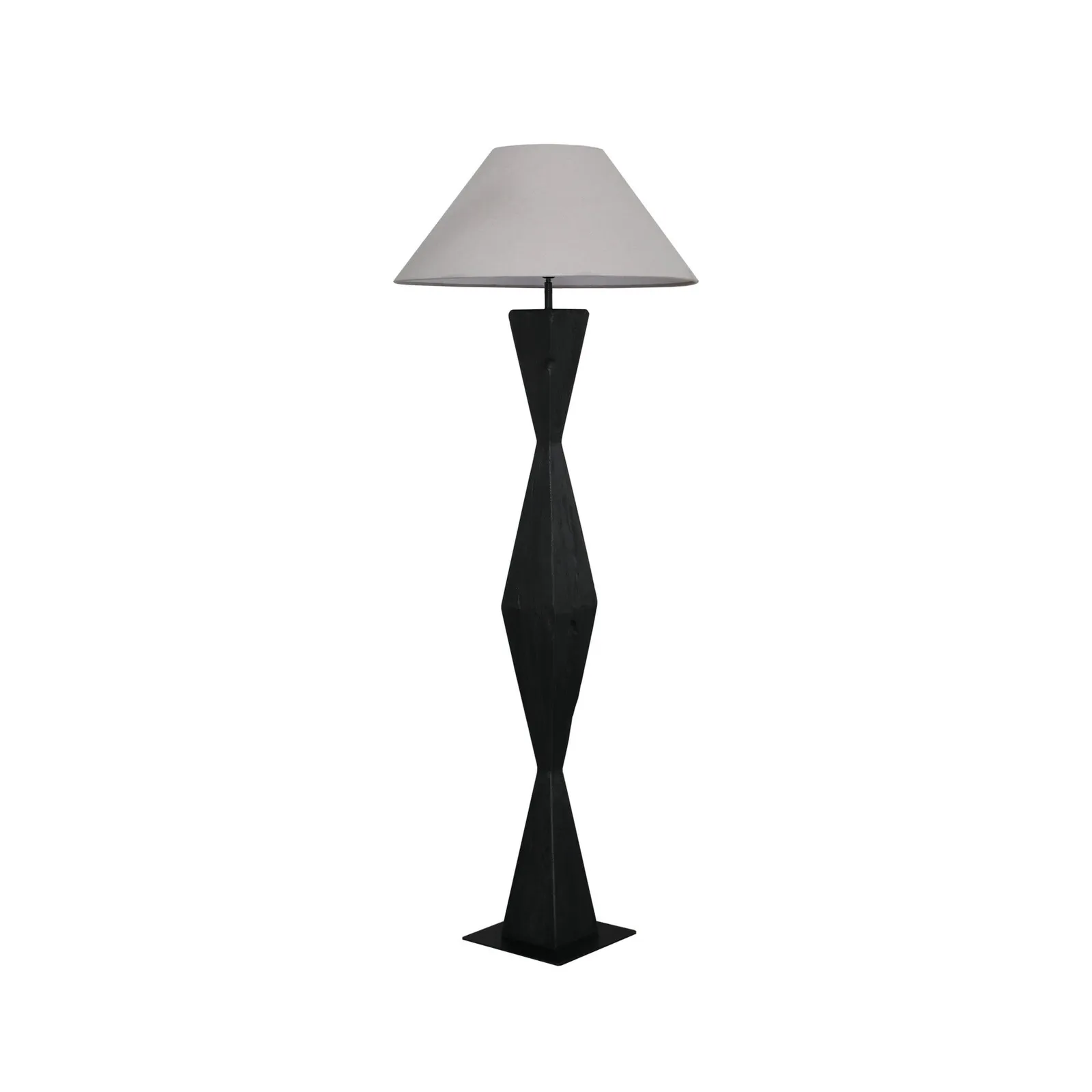 Blk Column Floor Lamp With White Shade 60X60X157Cm Oak | Barker & Stonehouse 5