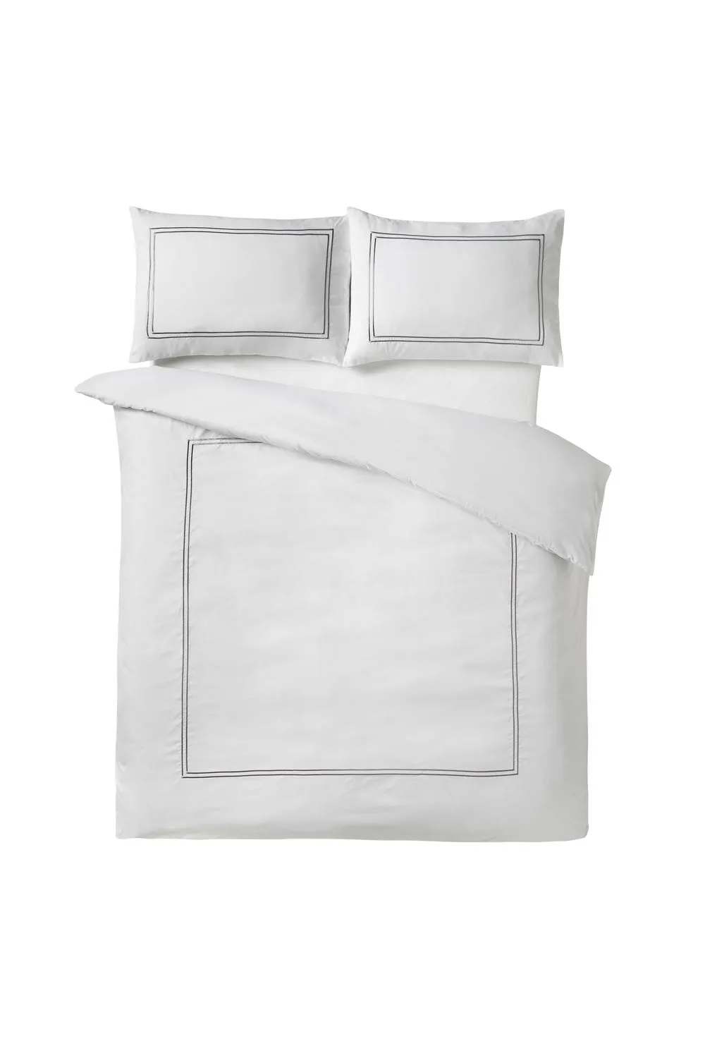 Catherine Lansfield 'So Soft Mono Satin Stitch' Duvet Cover Set in Silver 5