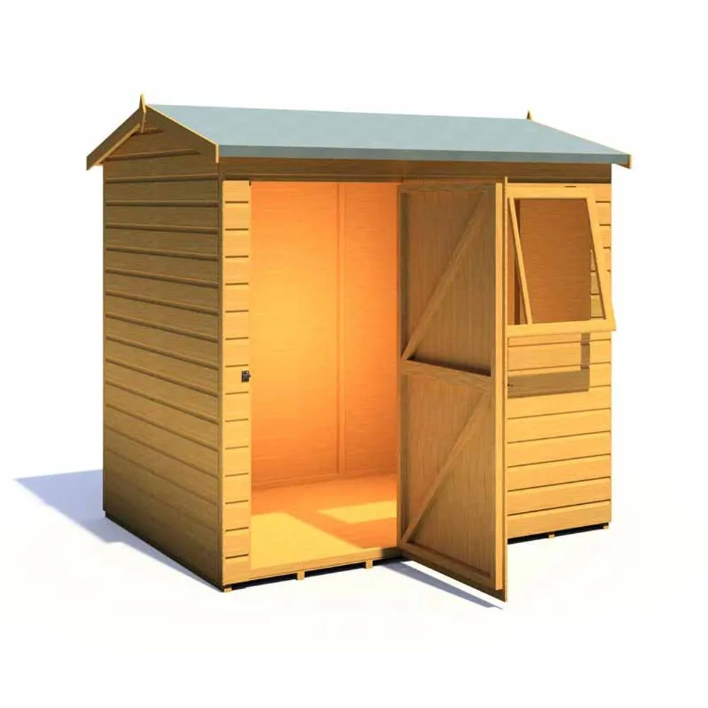 Shires Lewis 7 x 5 Feet Single Door Reverse Apex Style D Shed in Brown 5