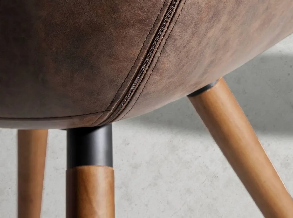 Angel Cerda Chocolate Leatherette Dining Chair with Walnut Legs in Brown 5