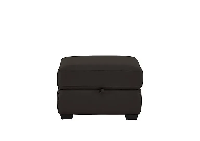 Compact Collection Petit Leather Storage Footstool - Dark Chocolate