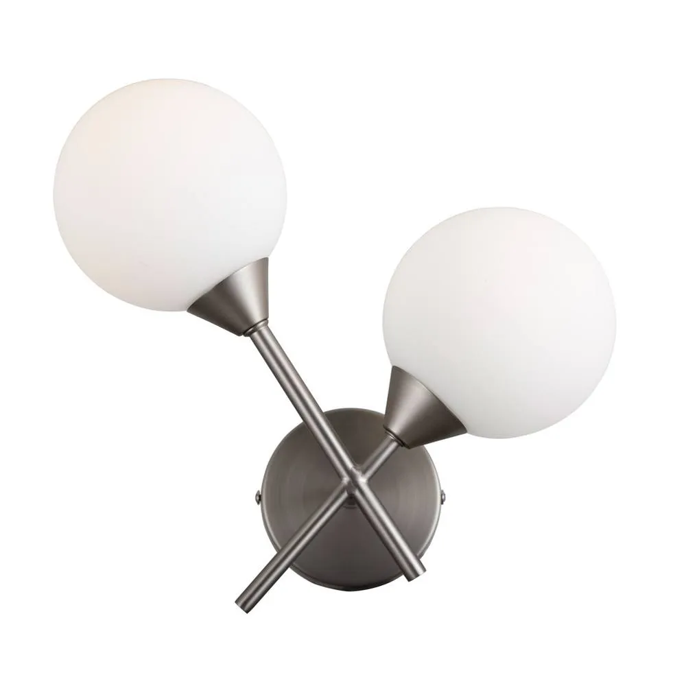 Netlighting Evora Globe Wall Lights Satin Nickel 2xG9 in Grey