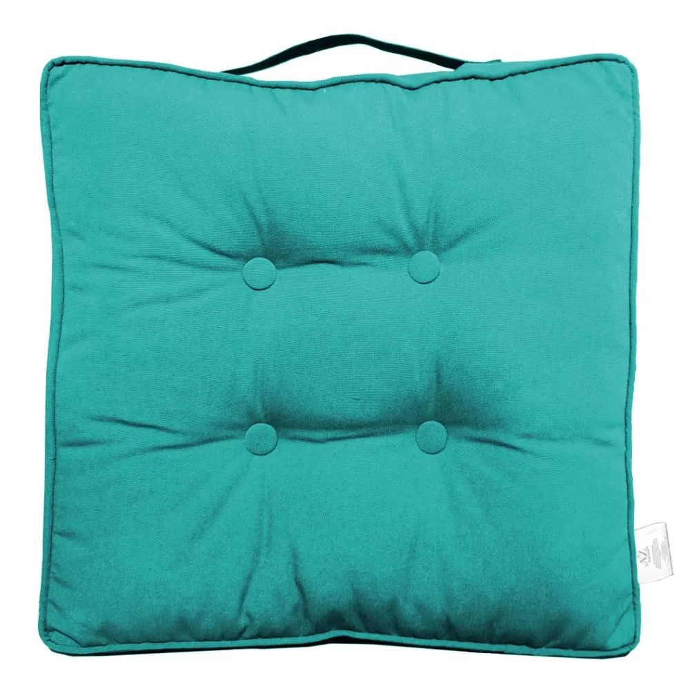 Homes-Linen Booster Seat Cushion Pad 45x45cm Thick Cotton Filled Chair Cushion in Teal
