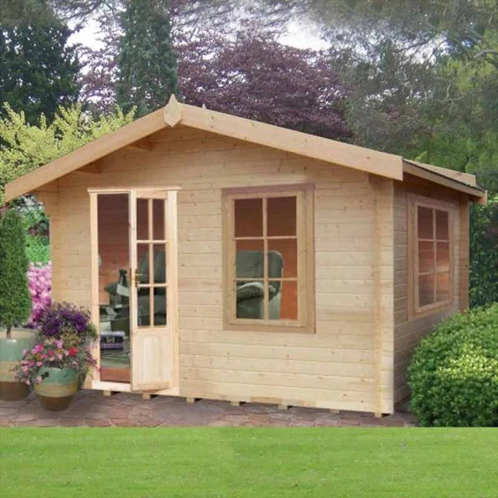 Shires Bucknells 28 mm Log Cabin 12 x 10 Feet in Brown