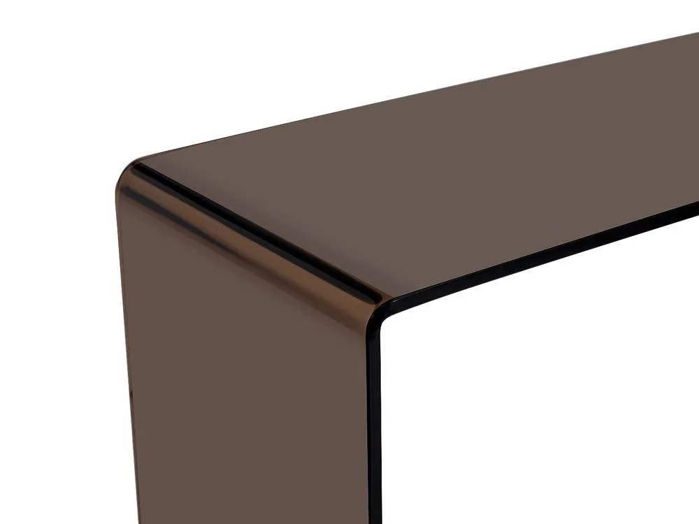 Vente-unique Curved Tempered Glass Console - Brown - ALONZO in Clear 6