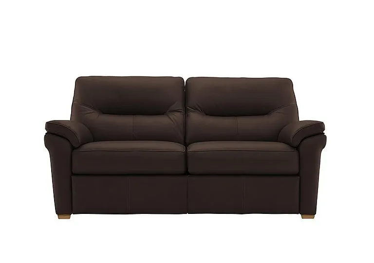 Seattle 2.5 Seater Leather Sofa with Wooden Feet - Capri Chocolate - Sofas and Armchairs - In Time for Christmas