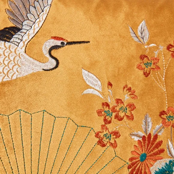Embroidered Crane Cushion 3